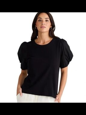 RW&CO. Black Puff Sleeve Crewneck Tee
